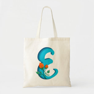 Tote Bag Majuscule E monogramme floral