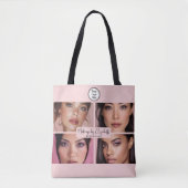 Tote Bag Makeup Studio Blush Pink Script 4 Photo Your Logo (Devant)