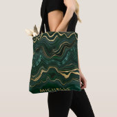 Tote Bag Malachite vert foncé et veines de strates de feuil (De près)