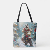 Tote Bag Malamute d'Alaska à moto Noël (Dos)