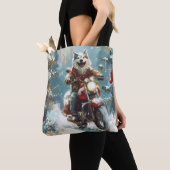 Tote Bag Malamute d'Alaska à moto Noël (De près)