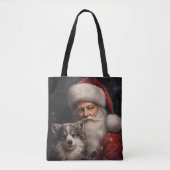 Tote Bag Malamute d'Alaska avec Noël du Père Noël (Devant)