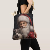 Tote Bag Malamute d'Alaska avec Noël du Père Noël (De près)