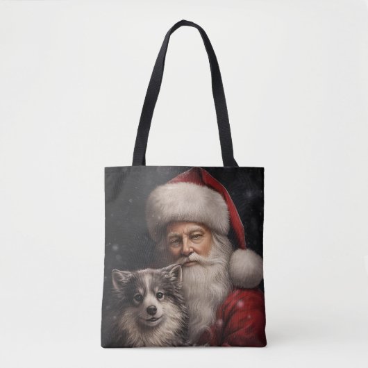 Tote Bag Malamute d'Alaska avec Noël du Père Noël (Devant)