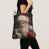 Tote Bag Malamute d'Alaska avec Noël du Père Noël (De près)