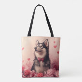 Tote Bag Malamute d'Alaska avec Rose - Saint-Valentin (Dos)