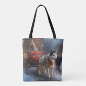 Tote Bag Malamute d'Alaska Saison de Noël festive (Dos)