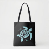 Tote Bag Maldives Sea Turtle - Tropical Blue Typography (Devant)