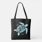 Tote Bag Maldives Sea Turtle - Tropical Blue Typography (Dos)