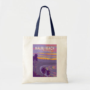 Tote Bag Malibu Beach California Travel Art Vintage