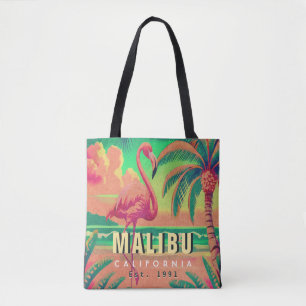Tote Bag Malibu California Retro Flamant rose Souvenirs 195
