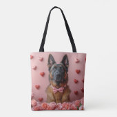Tote Bag Malinois belge avec Rose - Saint Valentin (Dos)