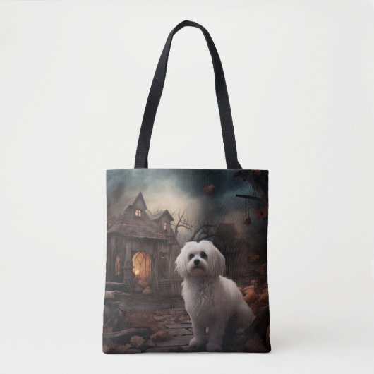 Tote Bag Maltais Halloween effrayant (Devant)