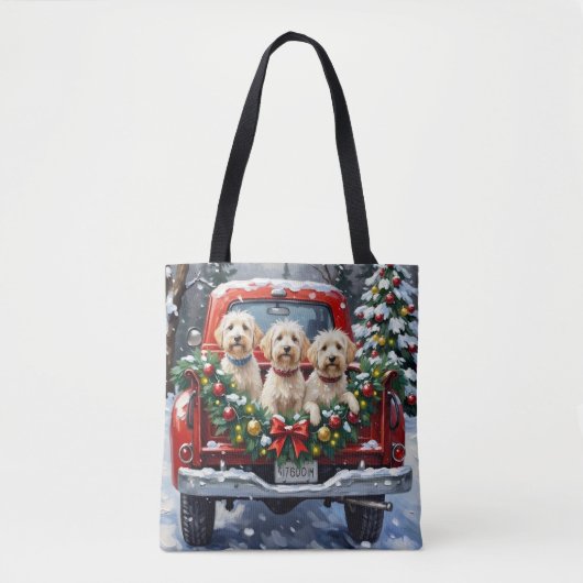 Tote Bag Maltese Christmas Red Truck Holiday (Devant)