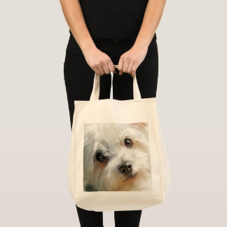 Tote Bag Maltese dog watercolor portrait