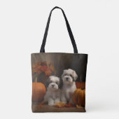 Tote Bag Malti tzu Puppy Citrouille d'automne (Dos)