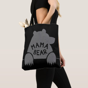 Tote Bag Mama Bear Silhouette Big Claws Grey Simple Cool