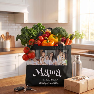Tote Bag Mama Établi Photo Nom des Enfants Texte Amusant