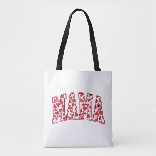 Tote Bag Mama Hearts Valentine's Day Retro Varsity (Devant)