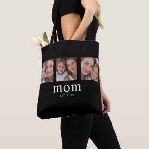Tote Bag Maman a établi la photo noire moderne 3