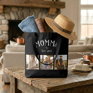 Tote Bag Maman a établi le nombre d'enfants Chic Noir 3 Pho