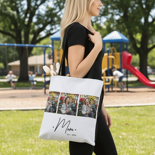 Tote Bag Maman a établi le script 3 Photo Blanc