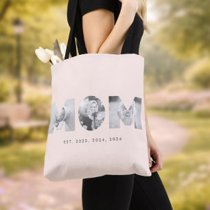 Tote Bag Maman a établi un minimaliste pêche pastel 3 Photo