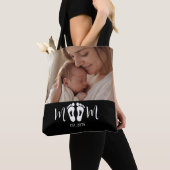 Tote Bag Maman a établi un script d'empreintes de bébé Phot (De près)