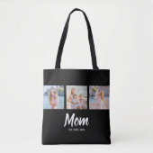 Tote Bag Maman a établi un script moderne noir 3 Photo (Devant)