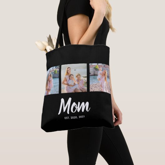 Tote Bag Maman a établi un script moderne noir 3 Photo (De près)