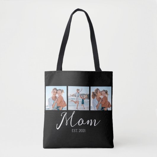 Tote Bag Maman a établi un script noir 3 Photo (Devant)