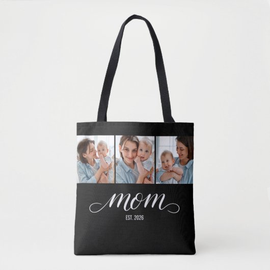 Tote Bag Maman a établi un script noir 3 Photo (Devant)