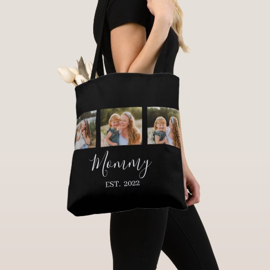 Tote Bag Maman a établi un script noir 3 Photo (De près)