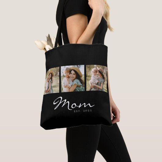 Tote Bag Maman a établi un script noir 3 Photo (De près)