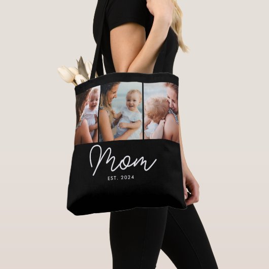 Tote Bag Maman a établi un script noir 3 Photo (De près)