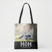 Tote Bag Maman a établi un script noir Cadeau photo (Devant)