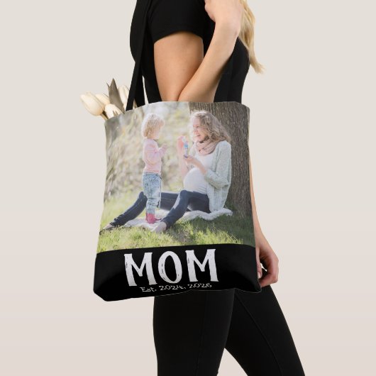 Tote Bag Maman a établi un script noir Cadeau photo (De près)