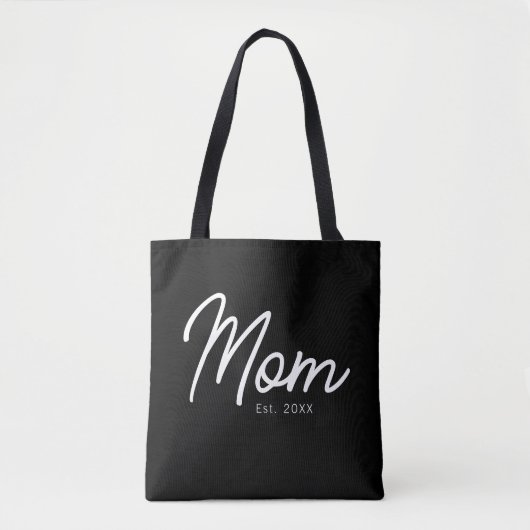 Tote Bag Maman a établi un script noir minimal élégant (Devant)