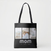 Tote Bag Maman a établi un script rétro noir 3 Photo (Devant)