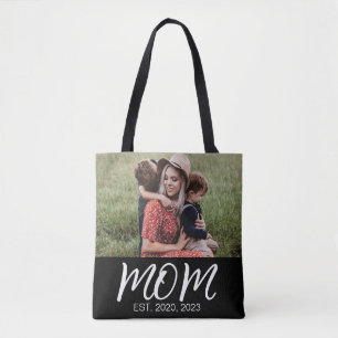 Tote Bag Maman a établi une photo noire de script