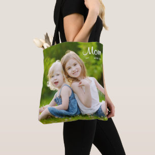 Tote Bag Maman a établi une photo noire de script