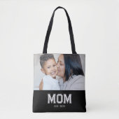Tote Bag Maman a établi une photo noire en gras (Devant)