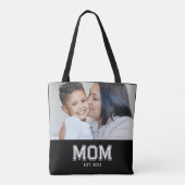 Tote Bag Maman a établi une photo noire en gras (Dos)