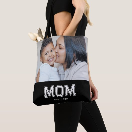 Tote Bag Maman a établi une photo noire en gras (De près)