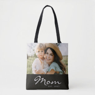 Tote Bag Maman a établi une photo noire Script