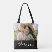 Tote Bag Maman a établi une photo noire Script  (Dos)