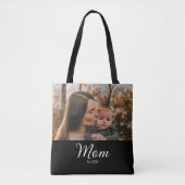 Tote Bag Maman a établi une photo noire Script (Devant)