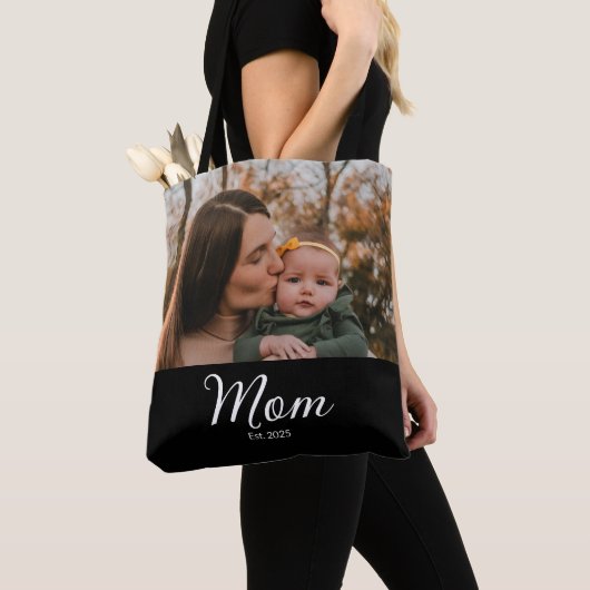 Tote Bag Maman a établi une photo noire Script (De près)