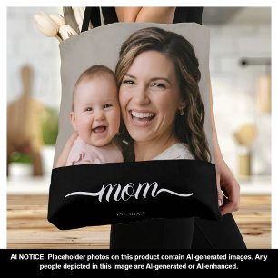Tote Bag Maman a établi une photo personnalisée année noire