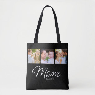 Tote Bag Maman a fondé 3 écriture photo Noir